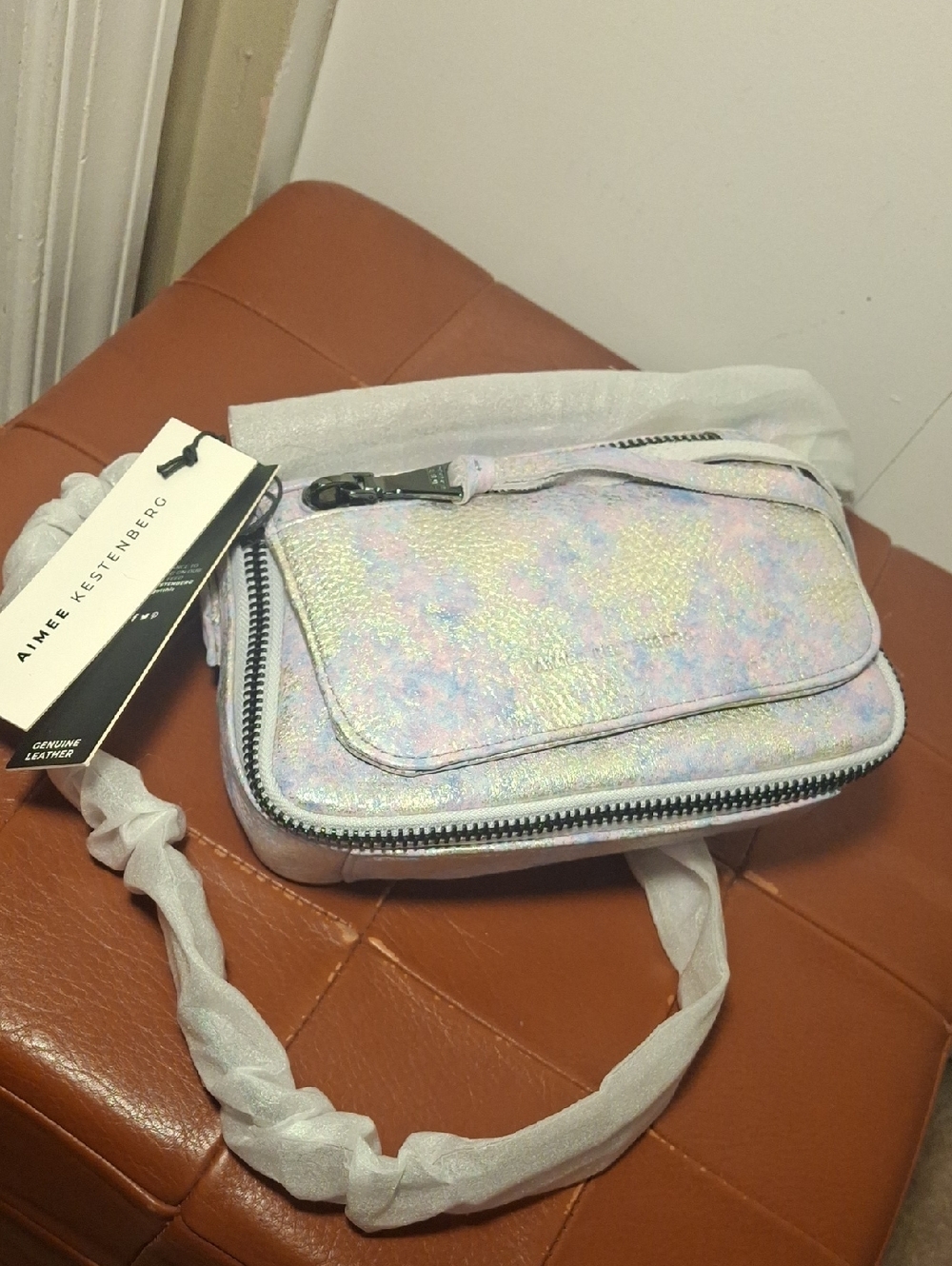 Aimee Kestenberg Leather Iridescent Pastel Crossbody Bag
